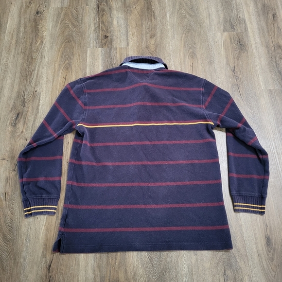 Vintage 90s Tommy Hilfiger Crest Striped Long Sleeve Polo Preppy Sweater Sz L - Picture 7 of 7